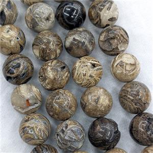 Natural Agate Geode Round Beads Smooth Black Dye, approx 18mm