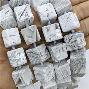 Natural Agate Geode Cube Beads White, approx 18mm