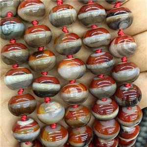 Tibetan Style Agate Rondelle Beads Red Smooth, approx 11x14mm