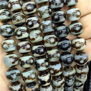 Tibetan Style Agate Round Beads Black Smooth, approx 12mm