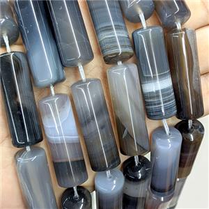 Natural Gray Stripe Agate Tube Beads, approx 13-40mm, 10pcs per st