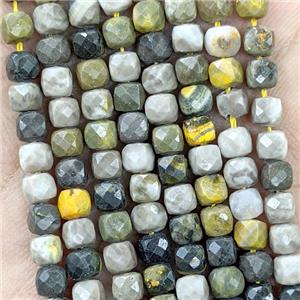 Natural Bumblebee Jasper Beads Yellow Faceted Cube, approx 3.7-4.4mm