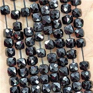 Natural Black Tourmaline Beads Faceted Cube, approx 3.7-4.4mm