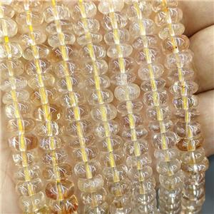 Natural Citrine Beads Smooth Rondelle, approx 8mm