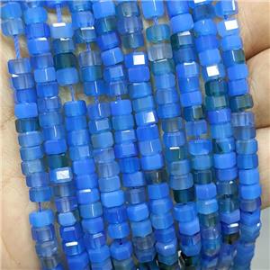 Natural Blue Agate Hexagon Beads Dye, approx 6mm