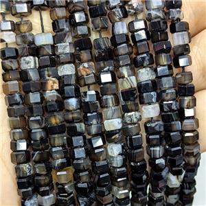 Natural Black Agate Hexagon Beads, approx 6mm
