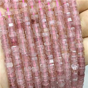 Natural Pink Strawberry Quartz Hexagon Beads, approx 6mm