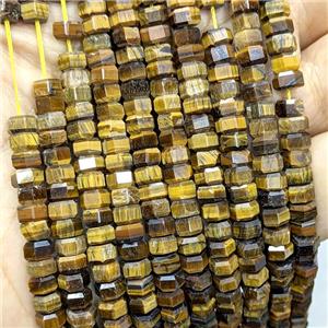 Natural Tiger Eye Stone Hexagon Beads, approx 6mm