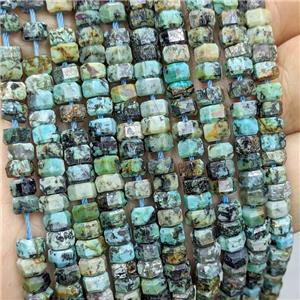 Natural African Turquoise Hexagon Beads Green, approx 6mm
