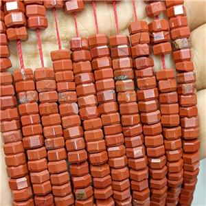 Natural Red Jasper Hexagon Beads, approx 6mm