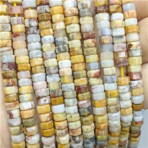 Natural Yellow Crazy Lace Agate Hexagon Beads, approx 6mm