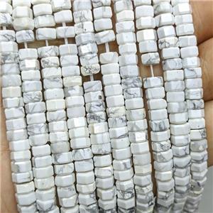 Natural White Howlite Turquoise Hexagon Beads, approx 6mm
