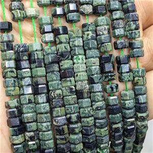 Natural Kambaba Jasper Hexagon Beads Green, approx 6mm