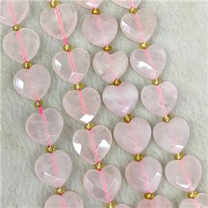 Natural Pink Rose Quartz Heart Beads Faceted, approx 12mm