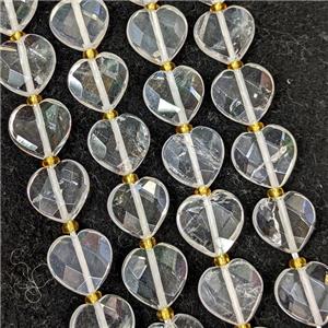 Natural Clear Quartz Beads Faceted Heart, approx 12mm