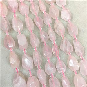 Natural Pink Rose Quartz Nugget Beads Faceted Freeform, approx 12-20mm
