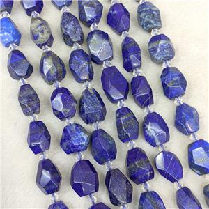 Natural Blue Lapis Lazuli Nugget Beads Faceted Freeform, approx 12-20mm