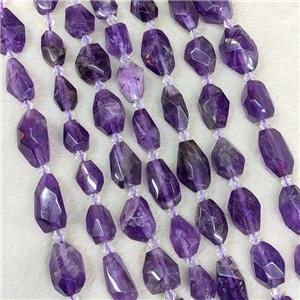 Natural Amethyst Nugget Beads Faceted Freeform Purple, approx 12-20mm