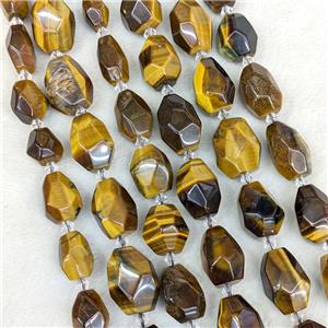 Natural Tiger Eye Stone Nugget Beads Faceted Freeform, approx 12-20mm