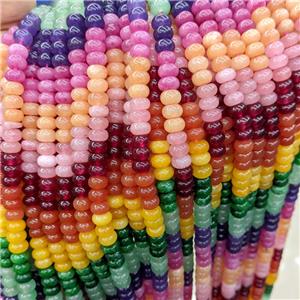Natural Jade Beads Smooth Rondelle Mixed Color Dye, approx 5-8mm