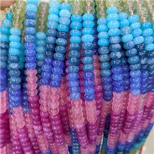 Natural Jade Beads Smooth Rondelle Mixed Color Dye, approx 5-8mm
