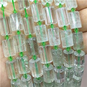 Natural Green Quartz Column Beads, approx 10-14mm