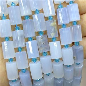 Natural Blue Chalcedony Tube Beads, approx 10-14mm