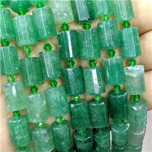Natural Green Strawberry Quartz Tube Beads, approx 10-14mm