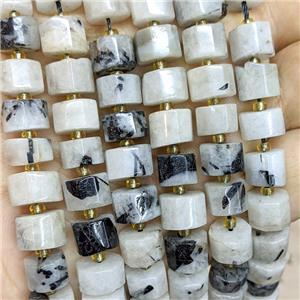 Natural Black Rutilated Quartz Heishi Beads, approx 10mm