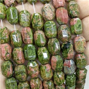 Natural Unakite Prism Beads Green, approx 10-14mm