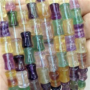 Natural Fluorite Bamboo Beads Multicolor, approx 8-12mm
