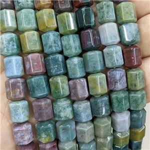 Natural Indian Agate Prism Beads Multicolor, approx 8-10mm