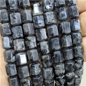 Natural Black Labradorite Prism Beads Larvikite, approx 8-10mm