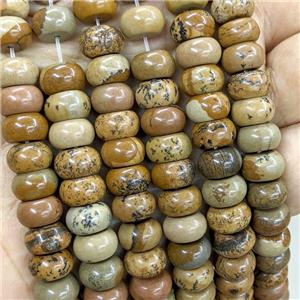 Natural Picture Jasper Beads Smooth Rondelle, approx 10mm