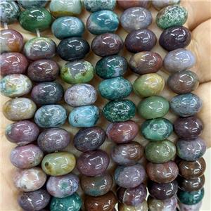 Natural Indian Agate Beads Smooth Rondelle Multicolor, approx 10mm