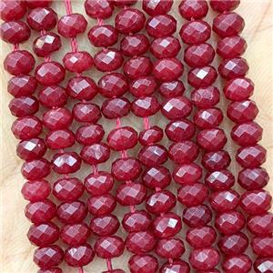 Red Dye Jade Beads Faceted Rondelle, approx 3x5mm