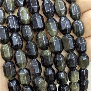Natural Gold Obsidian Prism Beads, approx 10-14mm
