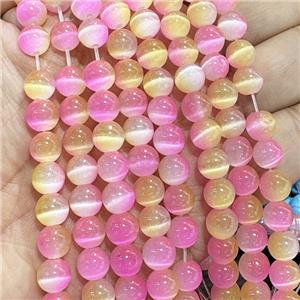 Cat Eye Round Beads Smooth Dye, approx 8mm dia