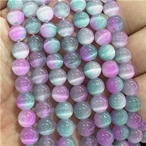 Cat Eye Round Beads Smooth Dye, approx 8mm dia
