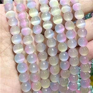 Cats Eye Round Beads Smooth Multicolor Dye, approx 8mm dia