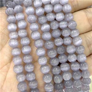 Cats Eye Pumpkin Beads Gray Dye, approx 8mm dia