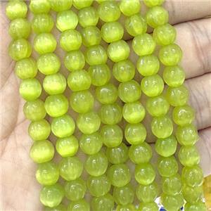 Cats Eye Pumpkin Beads Olive Dye, approx 8mm dia