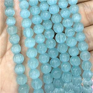 Cats Eye Pumpkin Beads Blue Dye, approx 8mm dia