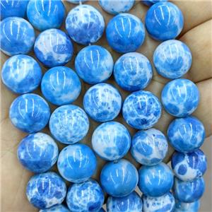 Blue Dye Agate Round Beads Smooth, approx 14mm dia