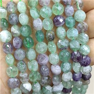Natural Fluorite Beads Multicolor Faceted Coin, approx 8mm