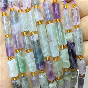 Natural Fluorite Tube Beads Multicolor, approx 6-30mm