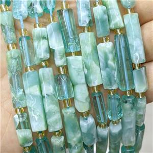 Green Peacock Angelite Tube Beads, approx 6-30mm