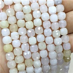 Morganite Beads Faceted Cube Multicolor Dye, approx 6-8mm