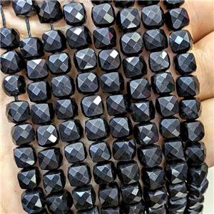 Natural Black Obsidian Beads Faceted Cube, approx 6-8mm