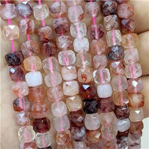 Natural Red Hematoid Quartz Beads Faceted Cube, approx 6-8mm